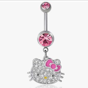Adorable Hello Kitty Belly Ring – 14G Stainless Steel Kawaii Piercing Jewelry ✨